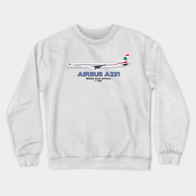 Airbus A321 - Middle East Airlines Crewneck Sweatshirt by TheArtofFlying